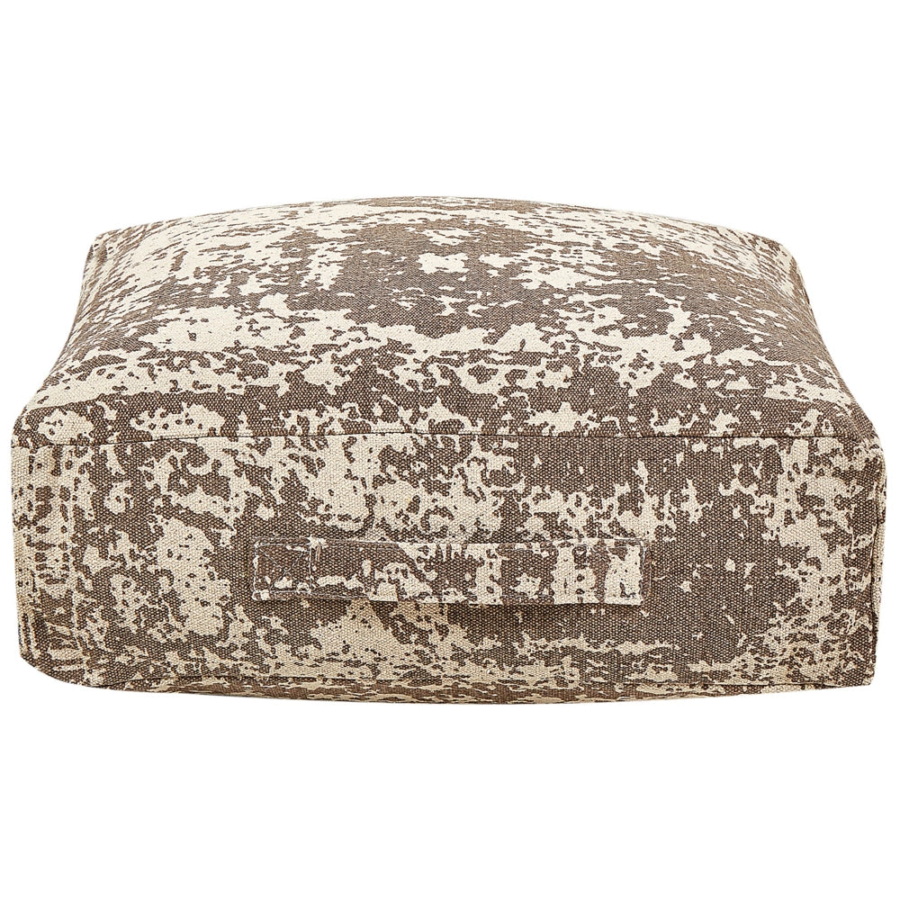 Cuscino di seduta quadrato in cotone con motivo astratto beige e marrone 50 x 20 cm soggiorno salotto moderno classico