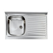 LAVELLO CUCINA DA APPOGGIO IN ACCIAIO INOX 1 VASCA CON GOCCIOLATOIO MODELLO MONDIAL - CM.100x50 VASCA SINISTRA - PROFONDITÀ 15 CM  - HID