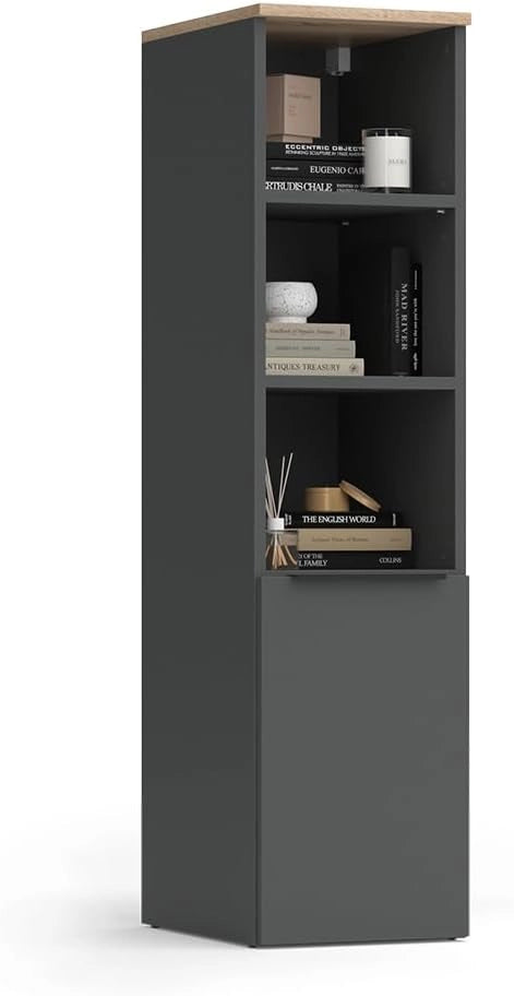 Armadio universale Wido, Antracite/Sonoma, 30.2 x 120 cm con una porta, adatto per la conservazione di utensili domestici