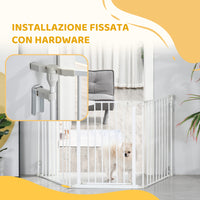 Cancelletto per Cani con Chiusura Automatica 180x3x74,5 cm in Metallo e Plastica Bianco