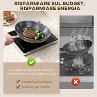 Piastra a Induzione 31x27x4,2 cm Potenza e Temperatura Regolabile con Pannello Touch in Plastica e Vetro Nero