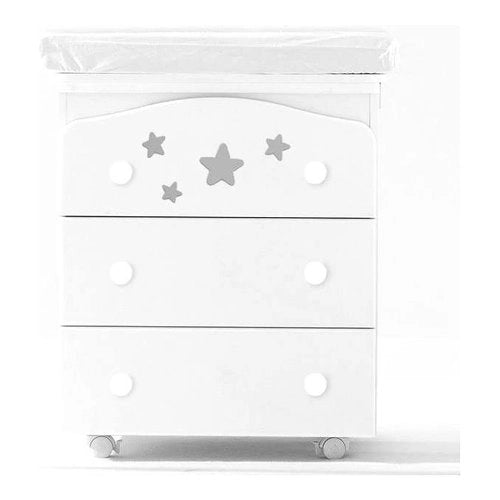 Bagnetto fasciatoio italbaby 070 7020 0991 stelline 3 cassetti bianco