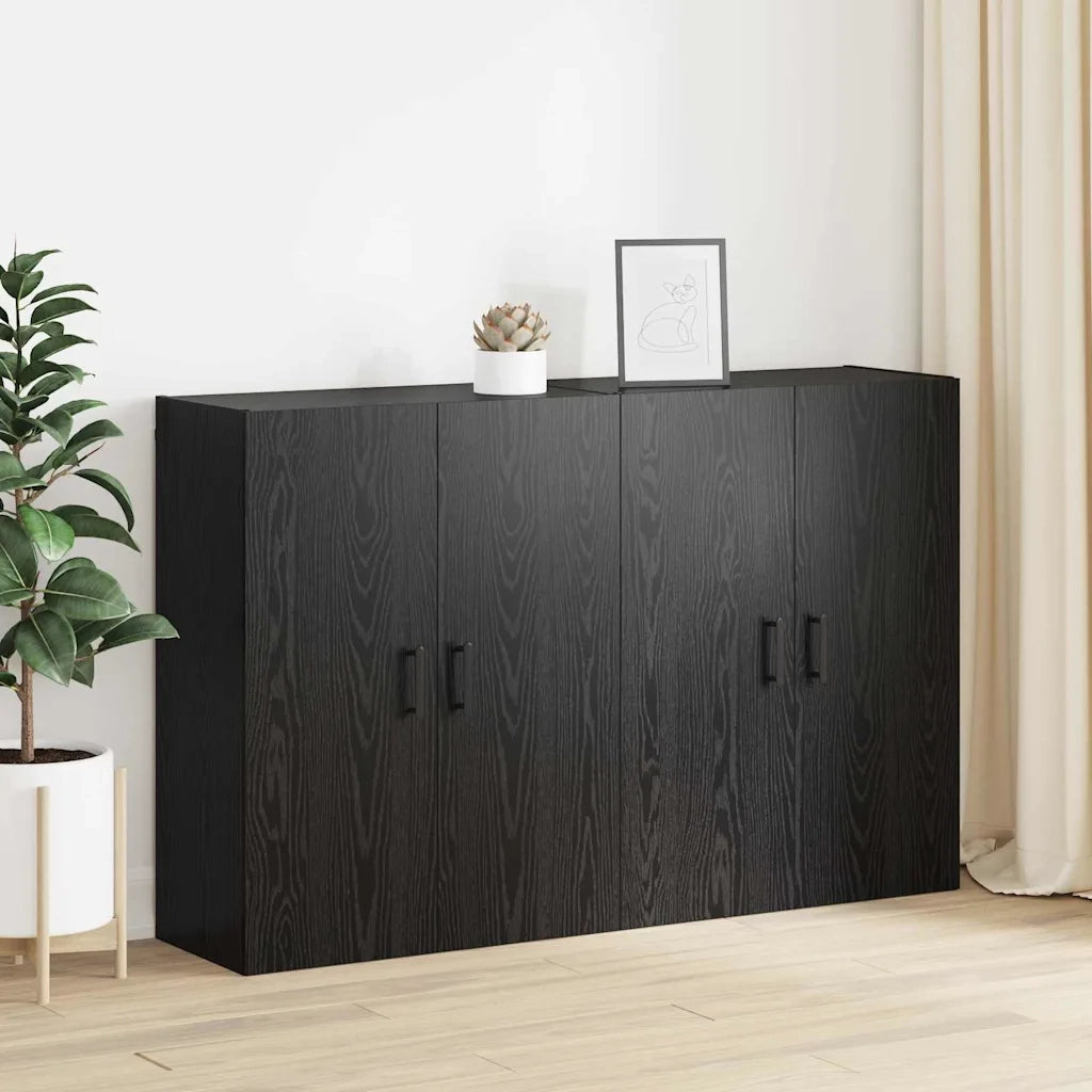 Mobiletto a muro 2 pcs Rovere Nero 69,5 x 34 x 90 cm