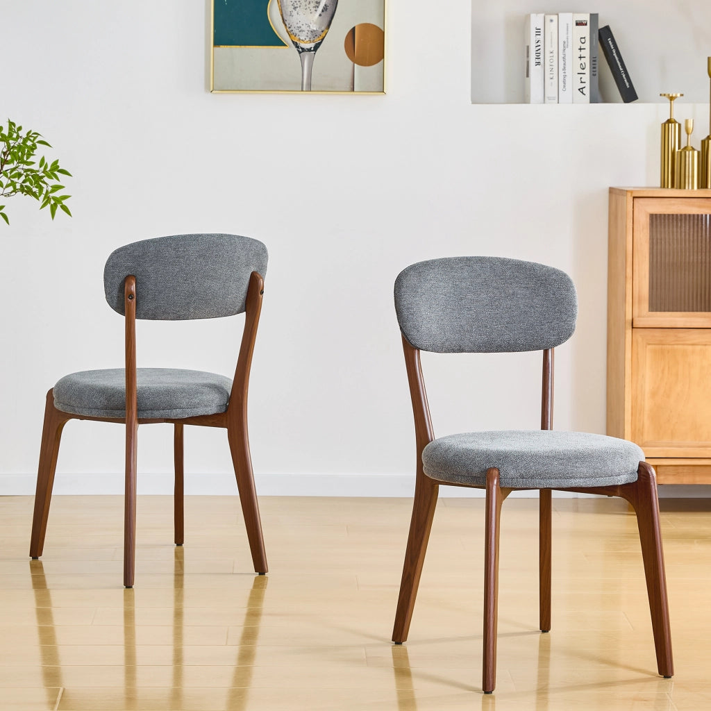 Set 2 Sedie da Pranzo in Tessuto di Lino Imbottite ¨C MINIMAL ¨C Stile Moderno, Grigio