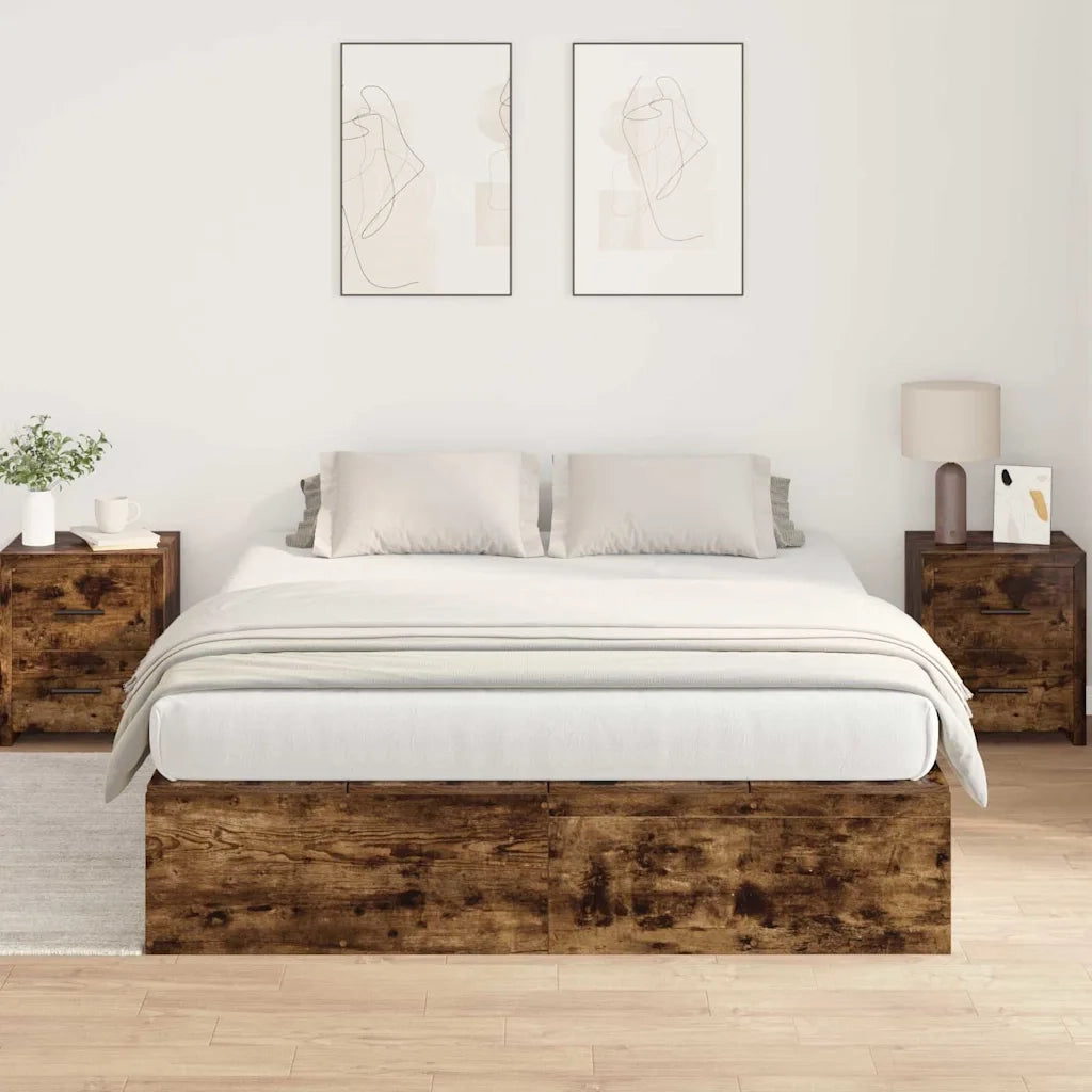Struttura letto con contenitore Rovere fumé 150 x 200 cm 3335385