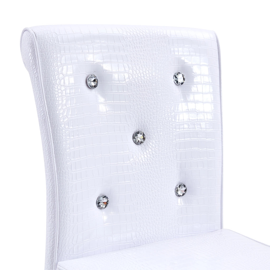 SEDIA Set da 4 pezzi Bianco in PVC con dettagli bottone cristallo