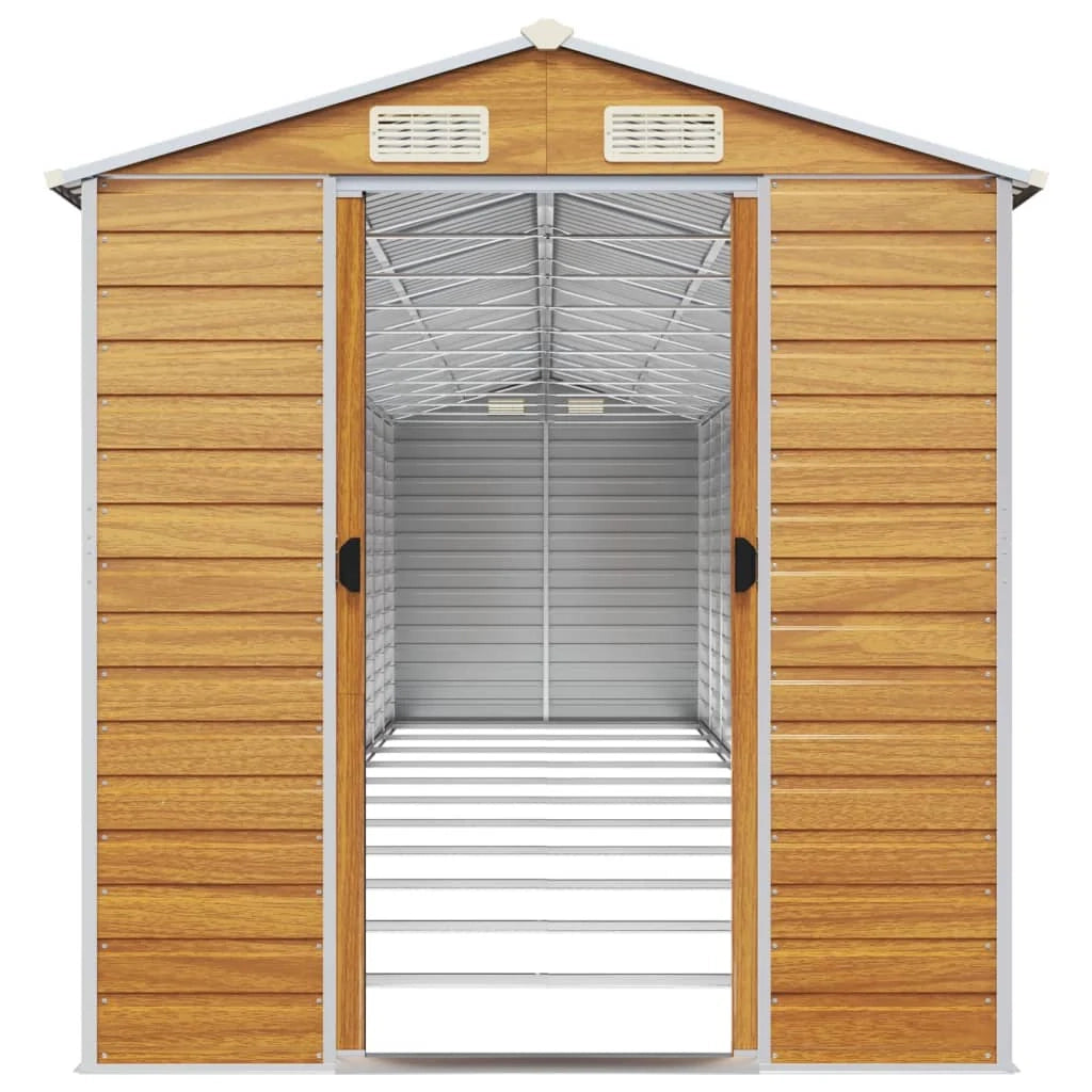 Casetta da giardino cabina ripostiglio capanno da esterno capanno per attrezzi robusta colore chiaro 191 x 980 x 198 cm acciaio zincato marrone 02_0022298