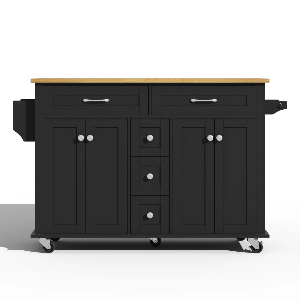 Carrello cucina pieghevole 140x40(65)x89 cm; MDF; nero/naturale; 5 ruote