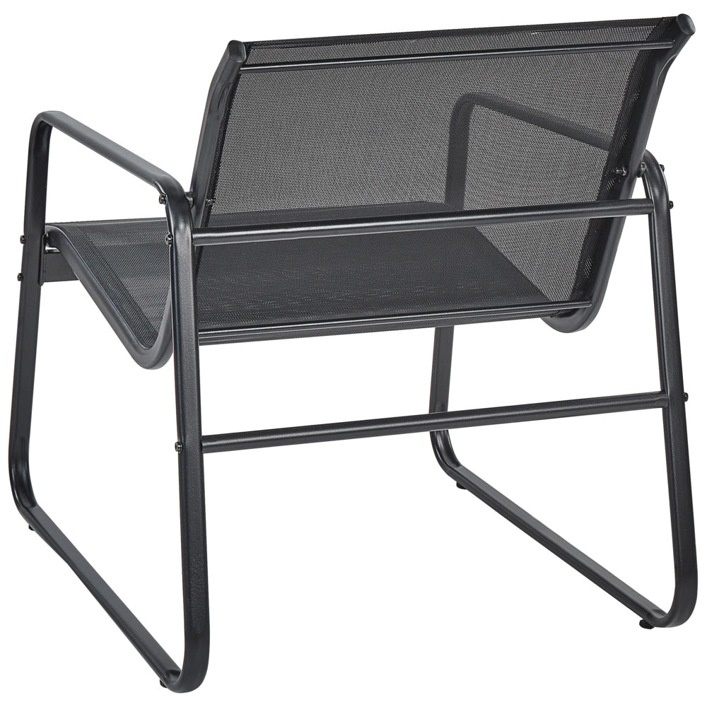 Set di divani da giardino in metallo nero 4 posti con tavolo stile moderno