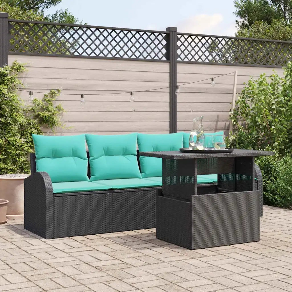 Set Divano da Giardino 5 pcs Nero Rattan in Polipropilene 3357289