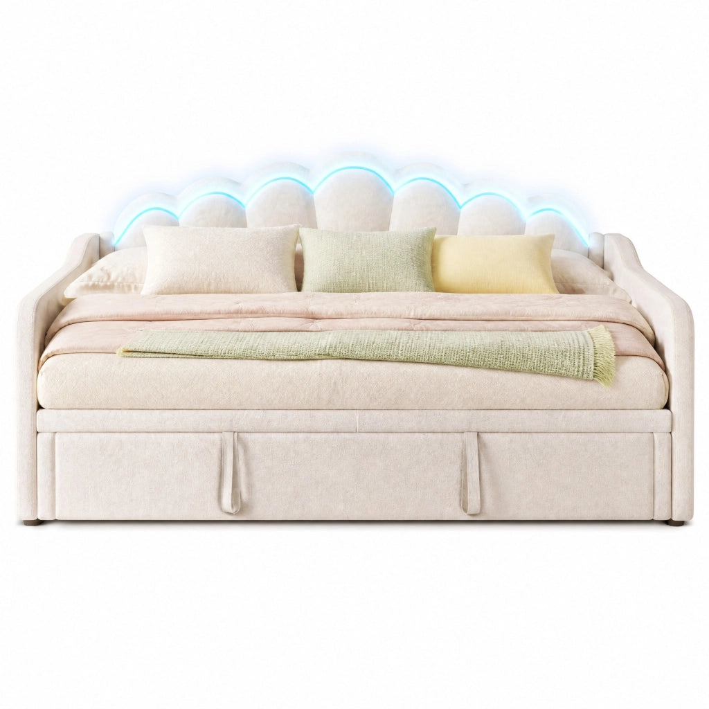 Letto con letto estraibile 90x200 cm; multifunzione in velluto e MDF