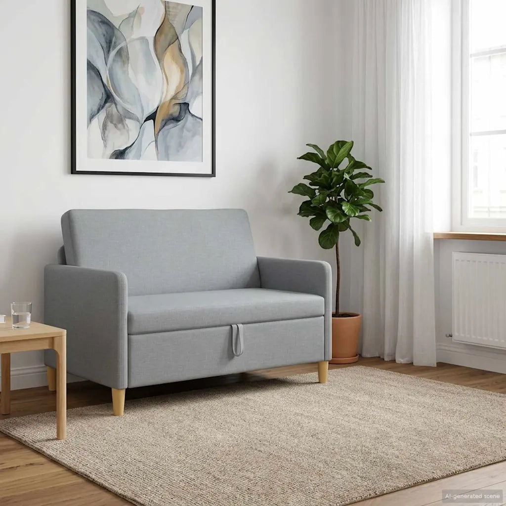 Divano con Storage Grigio Chiaro 122 x 78 x 87 cm Poliestere 42036891
