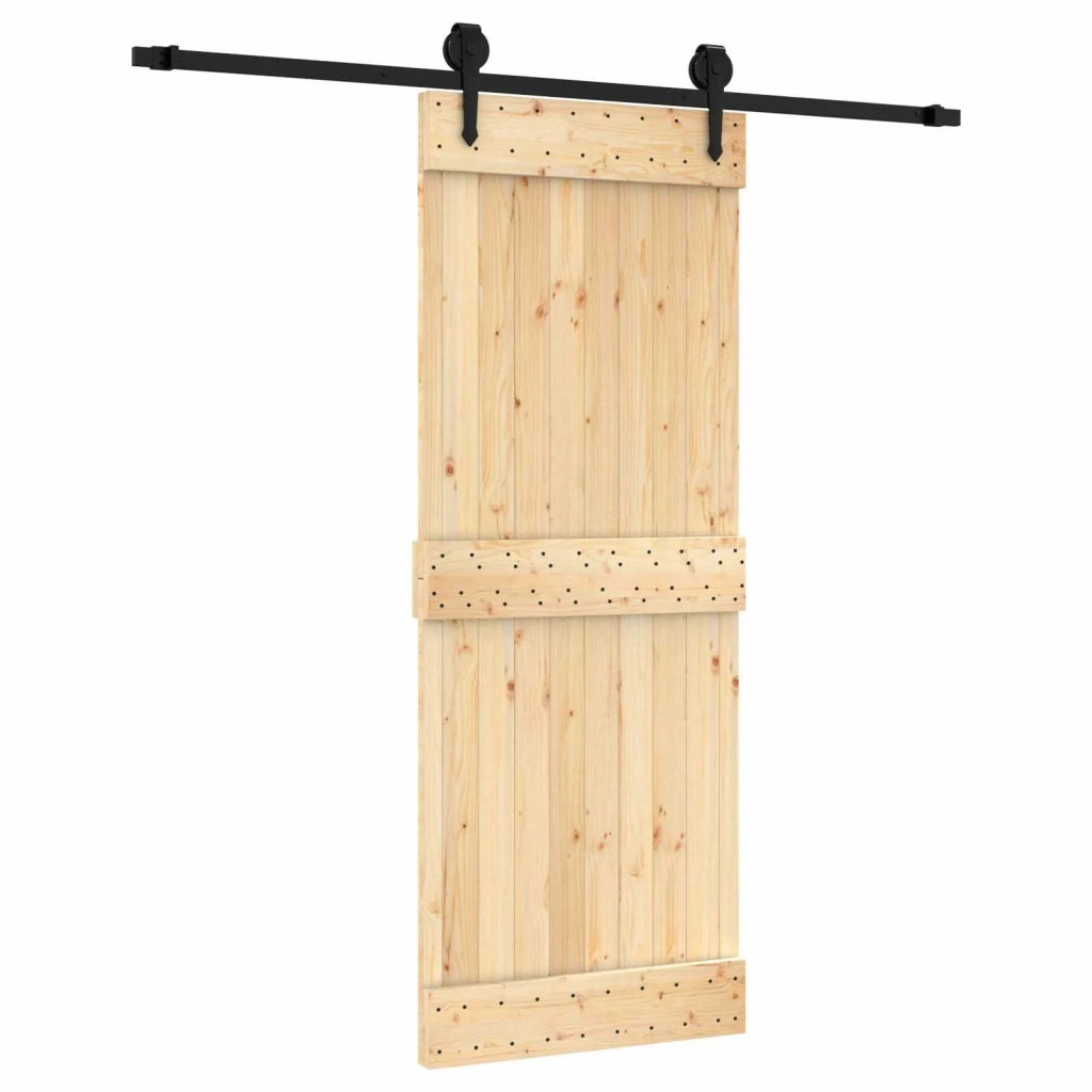 Porta scorrevole Naturale e Nero 80 x 210 cm