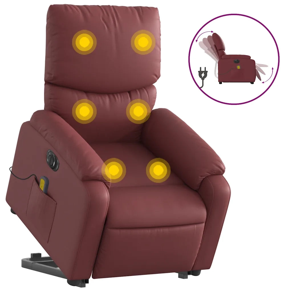 Poltrona Alzapersona Reclinabile Rosso Vino in Similpelle 3204911
