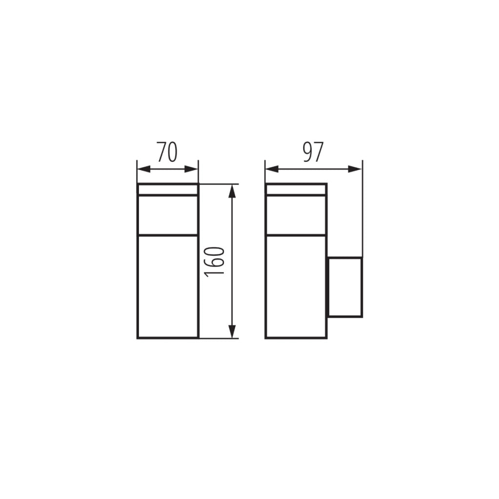Applique esterno quadrata nera 16cm G9 IP44 Kanlux