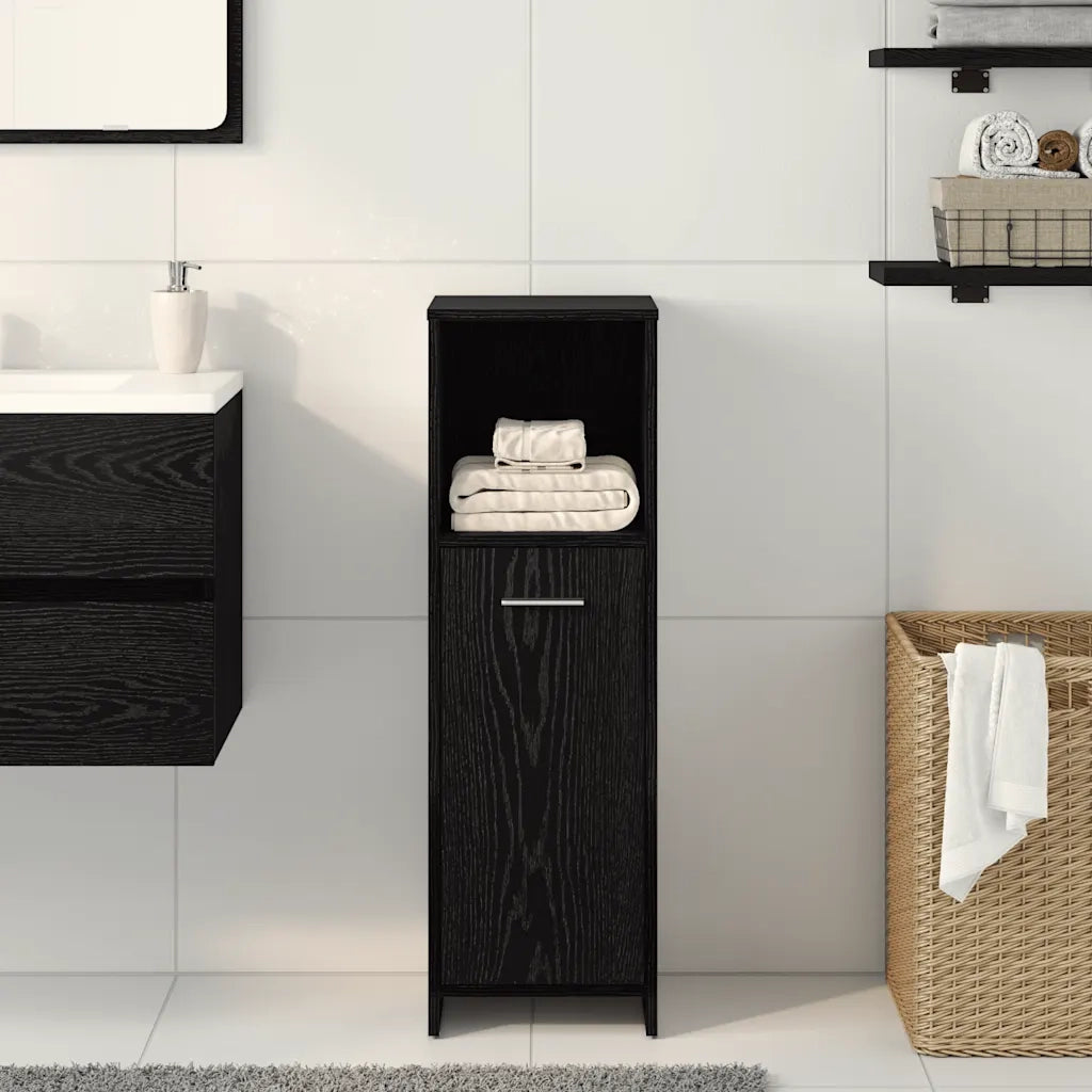 Mobiletto da bagno Rovere Nero 30x30x95 cm in Legno Multistrato 862497