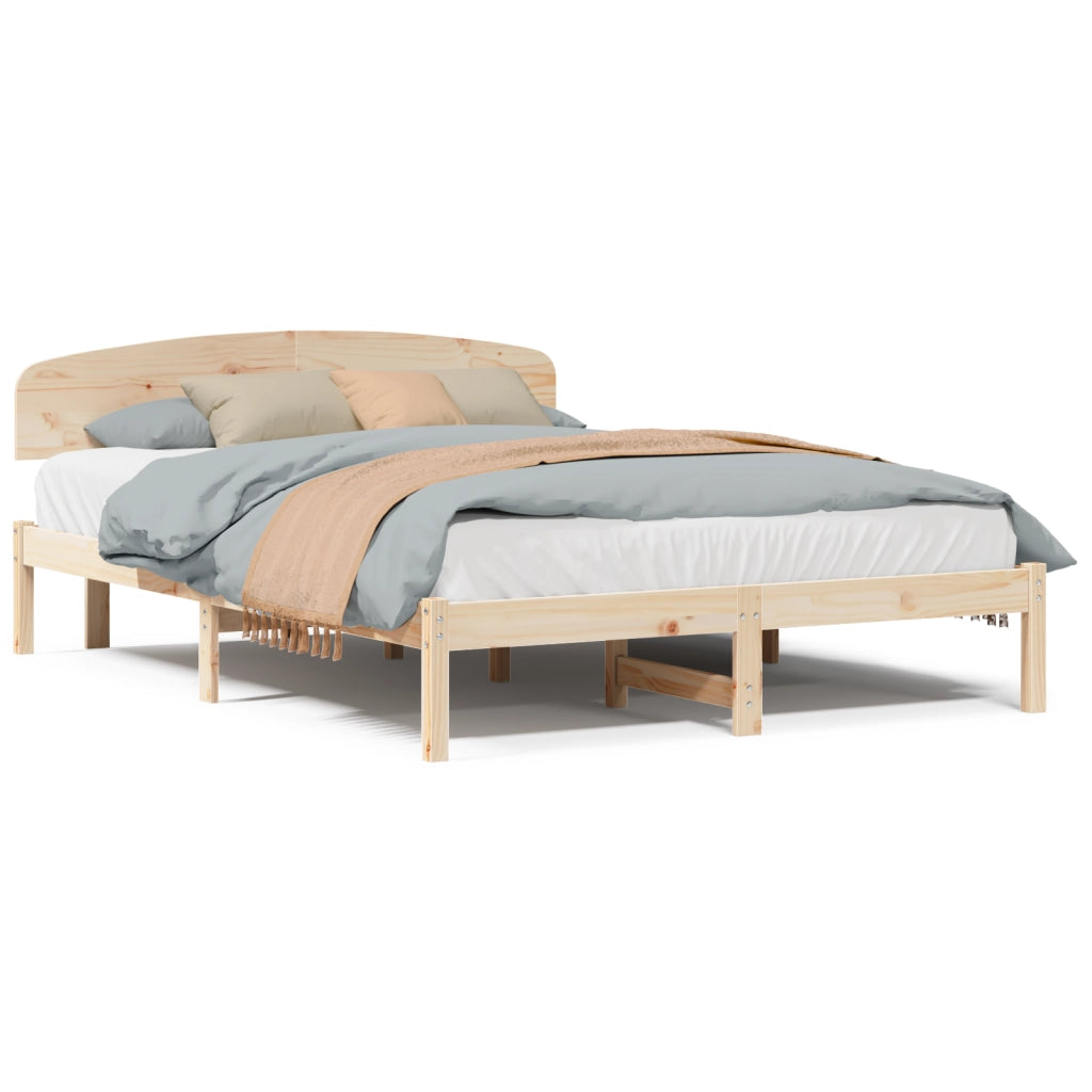 Struttura Letto con Testiera 160x200 cm Legno Massello di Pino
