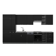 Cucina componibile Fame-Line Nero rigato/Antracite 355 cm, PL Marmo Vicco