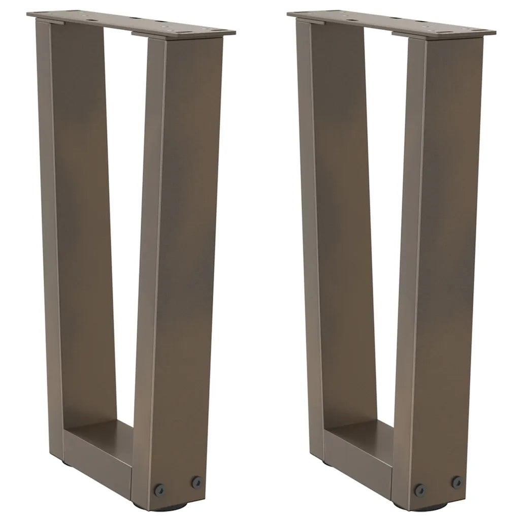 Gambe per Tavolino da CaffÃ¨ a Forma di V 2 pz Acciaio Naturale 38x(42-43,3) cm Acciaio