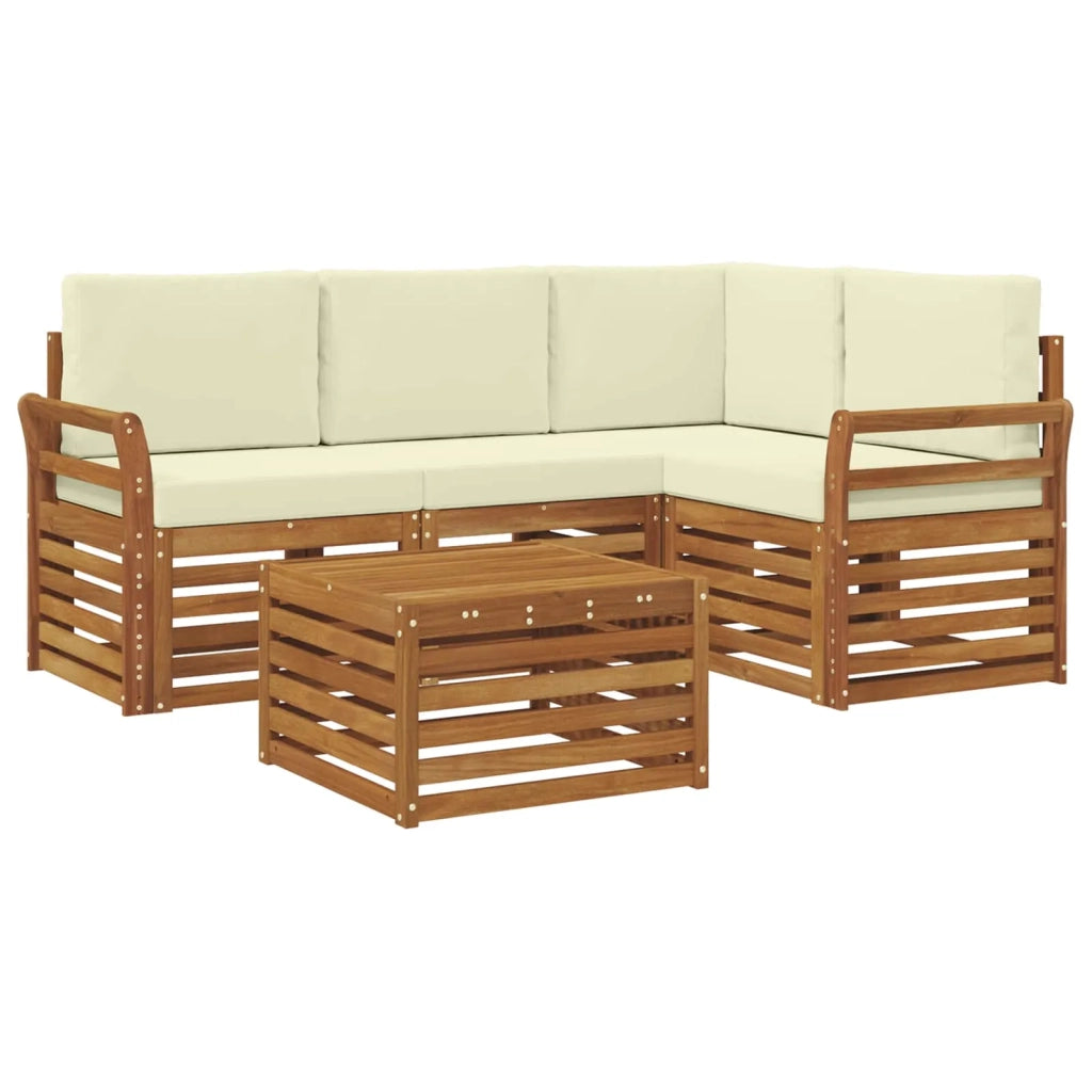 Set di divani da esterno 5 pz Naturale e Crema Poliestere 3374770