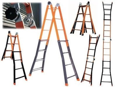 SCALA ACCIAIO TELESCOPICA 4+4 GRADINI H 3,80 STEP UP