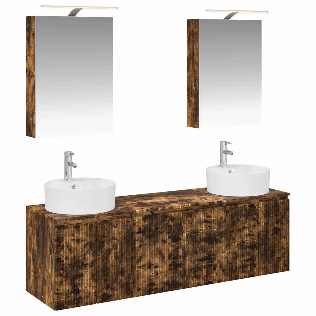 Set di Armadi da Bagno 5 pcs Rovere Fumo Legno ingegnerizzato 3406435