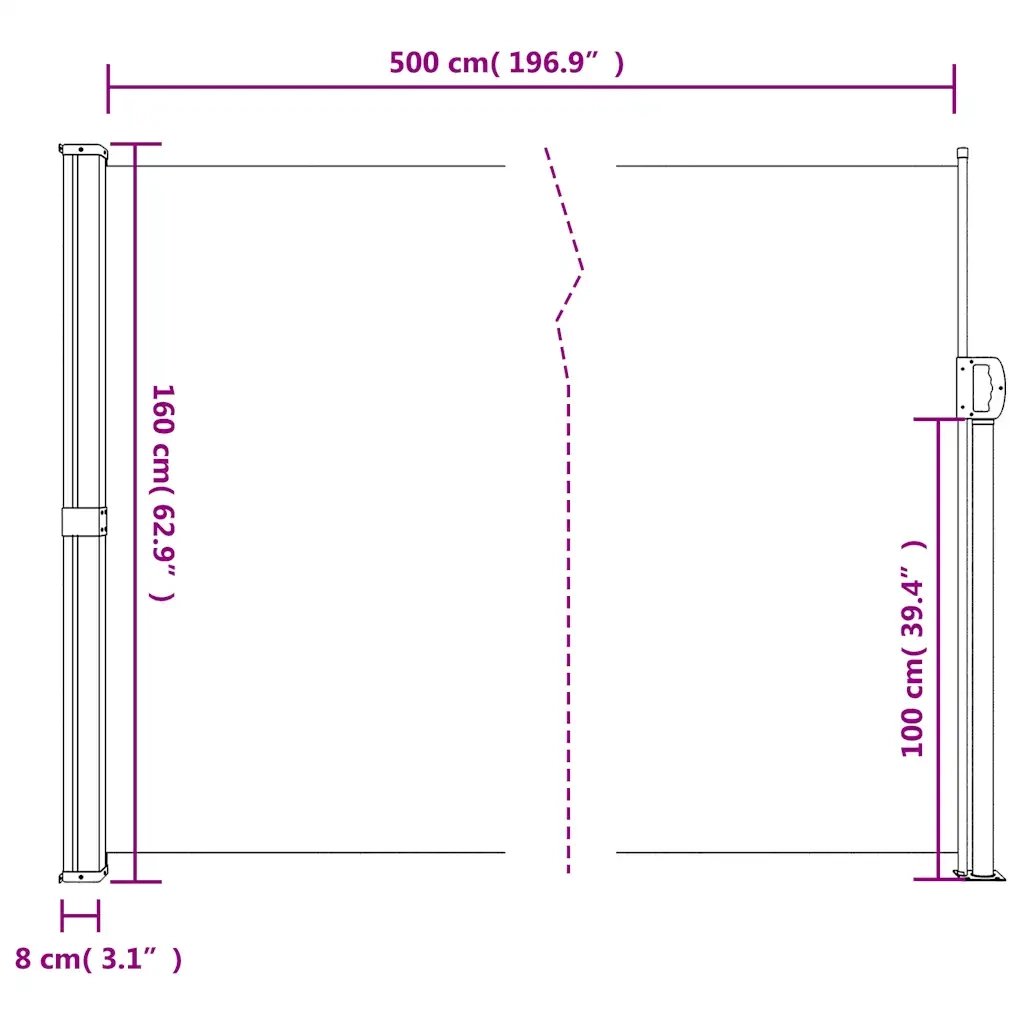 Tenda da Sole Laterale Retrattile Bianco 160x500 cm 4004436