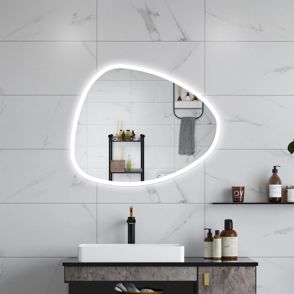 AICA Specchio da bagno  80 x 65 cm, dimmerabile, Funzione Memoria, antiappannamento, 3 colori