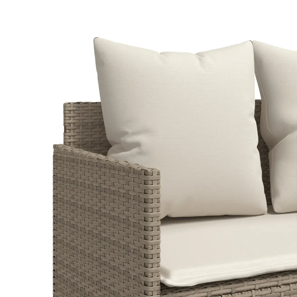 Set Divano da Giardino 5 pz | Set Salotto da Giardino con Cuscini Beige in Polyrattan