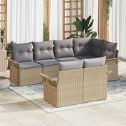 Set Divano da Giardino con cuscino 7 pcs Beige Poly Rattan 3354069