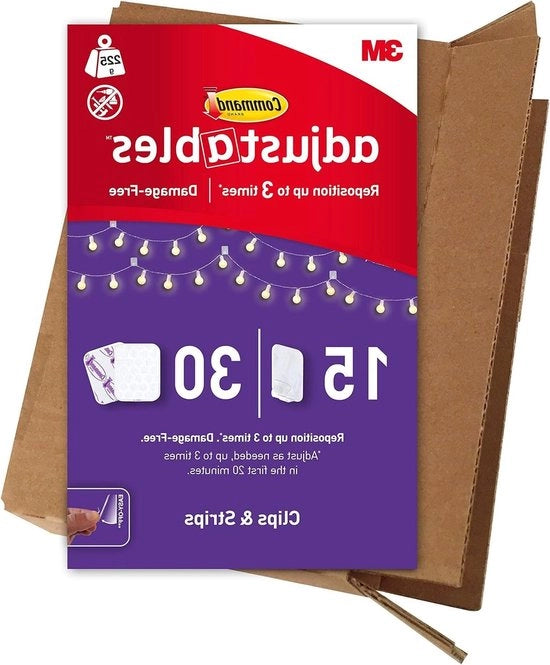 Fissi adattabili e rimovibili - Pacchetto di 15 fissi e 30 strisce adesive - Fissi trasparenti per decorazione e luci da fiaba - Colla per parete - Nessun danno per appendere