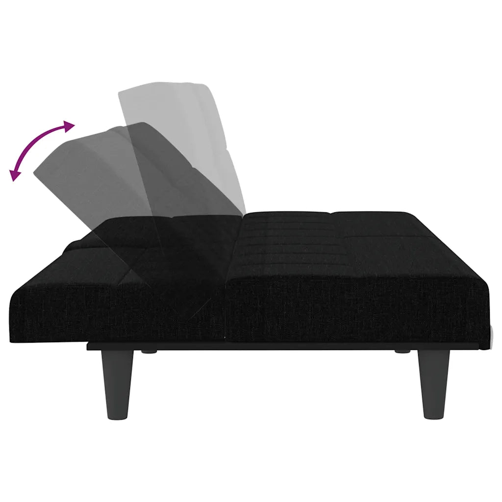 Divano Letto con Portabicchieri-Sofa Letto-Daybed in Tessuto Nero