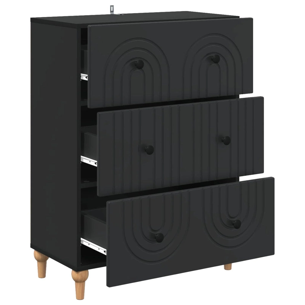 Mobile con Cassetti Nero 66 x 34,5 x 90 cm Legno ingegnerizzato