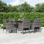 Set da Pranzo da Giardino 7 pz con Cuscini Grigio e Nero cod mxl 42812