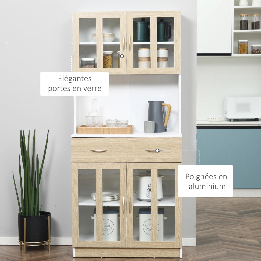 Credenza 4 Ante con Vetrina e Cassetto ¨C Minimal ¨C Legno Bianco Effetto Rovere