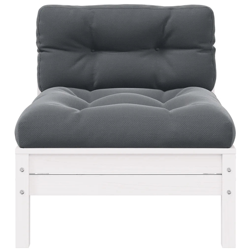 Set Divani da Giardino 3 pz con Cuscini Massello Pino Bianco 806683