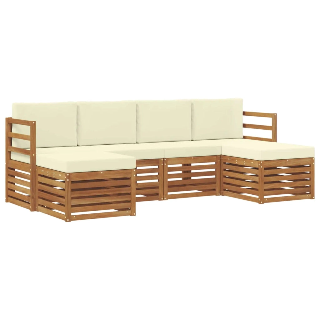 Set divani 6 pcs Naturale e Crema Legno di Acacia Massello 3375230