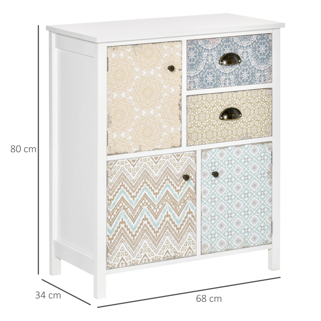 Comodino con 2 Cassetti e 3 Scomparti ¨C zephmum ¨C Bianco 68x34x80 cm