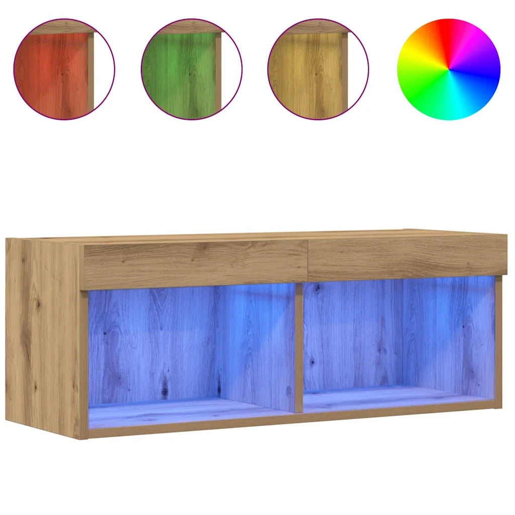 Set mobile TV con led 2 pcs Rovere artigianale 80 x 30 x 30 cm 862203