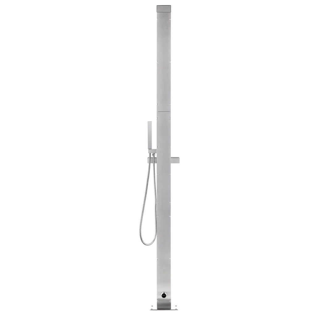 Doccia da giardino con base 225 cm acciaio inox grigio 02_0042049