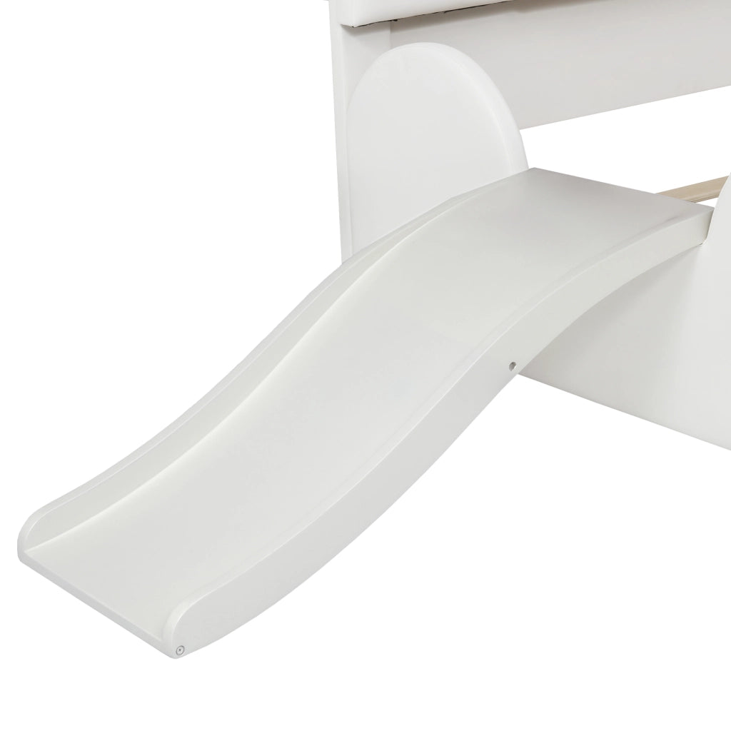 Letto imbottito per bambini 210x176x97 cm con scivolo; in PU; bianco e rosa