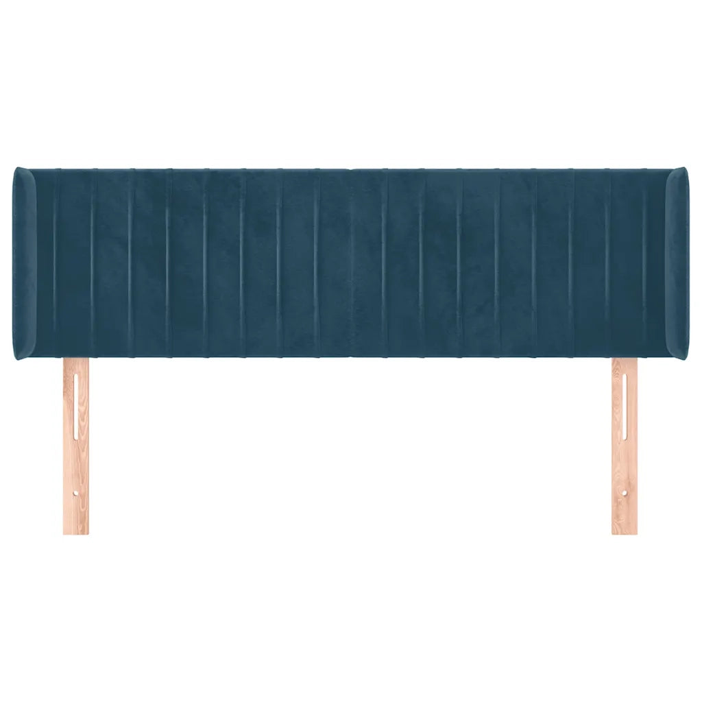 Testiera ad Orecchio-Testata con Orecchie Blu Scuro 147x16x78/88 cm in Velluto 614330