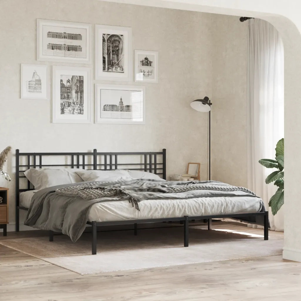 Giroletto con Testiera-Struttura Letto con testiera in Metallo Nero 193x203 cm 238046
