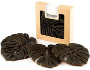 Onderzetters per vassoio per bicchieri e tazze - decorazione da tavola - sottoposti in legno 4 pezzi - 11 x 10 cm ebano