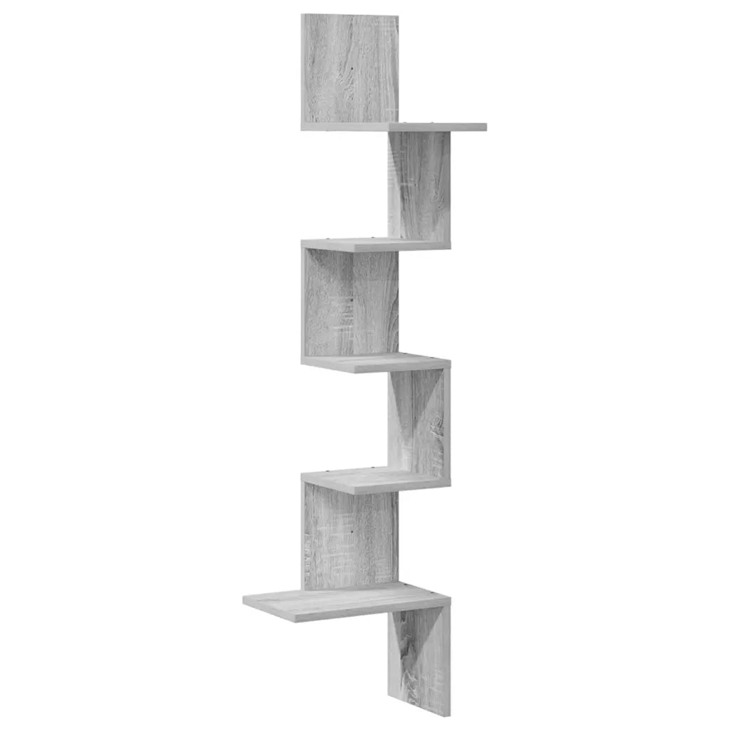 Scaffale Angolare Muro Grigio Sonoma 32x32x127,5 cm Truciolato 860522