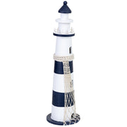 Figura decorativa a forma di faro in legno blu 13x13x49h cm
