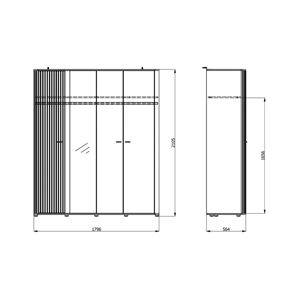 Armadio Camera da Letto Truth, Guardaroba Grande Appendiabiti, 180x211h cm Marrone Rovere Nodi