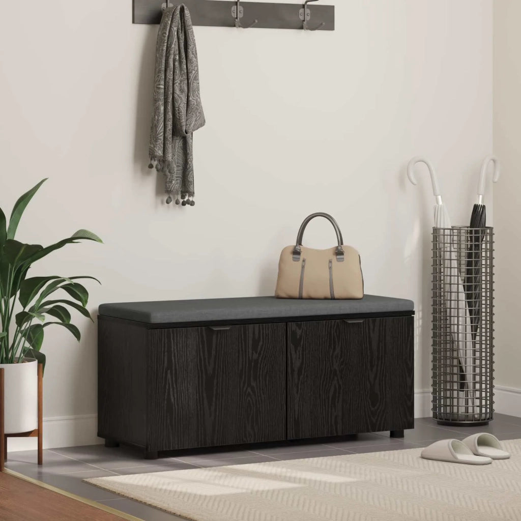 Panca per ingresso con cuscino Rovere Nero 100 x 38 x 46 cm