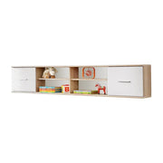 Scaffale sospeso DENVER – Rovere e bianco – 2 porte e 4 nicchie – Arredamento da parete design
