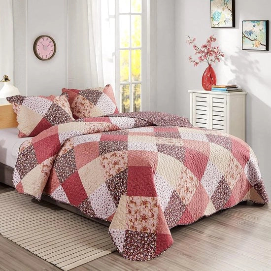 Bedsprei Patchwork 240 x 260 cm con Copri Orizzontali per Tutti gli Anni